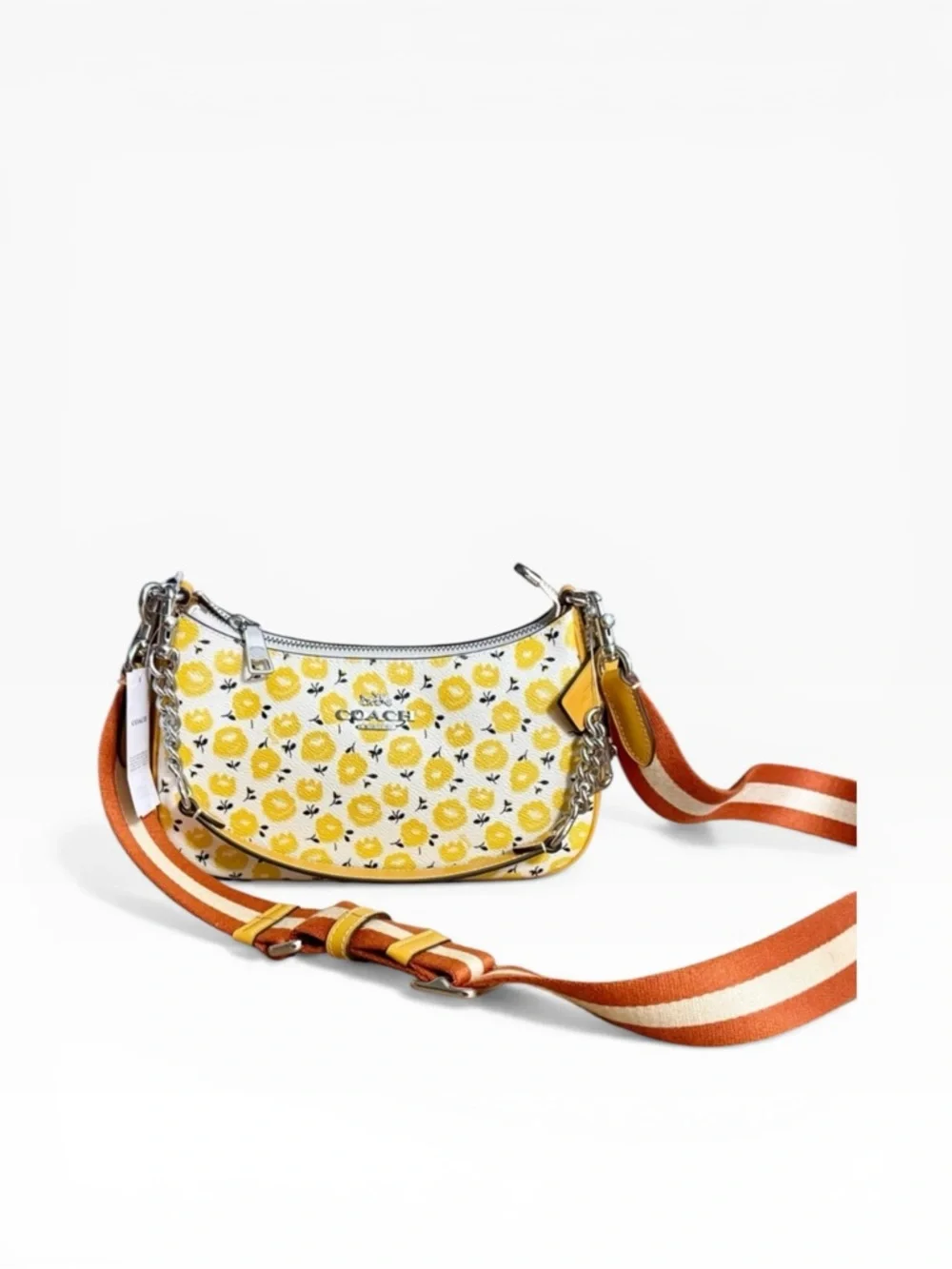 ✨ Coach Teri Shoulder Bag Floral Print Silver Chalk Buttercup NWT ✨ - Picture 5 of 16